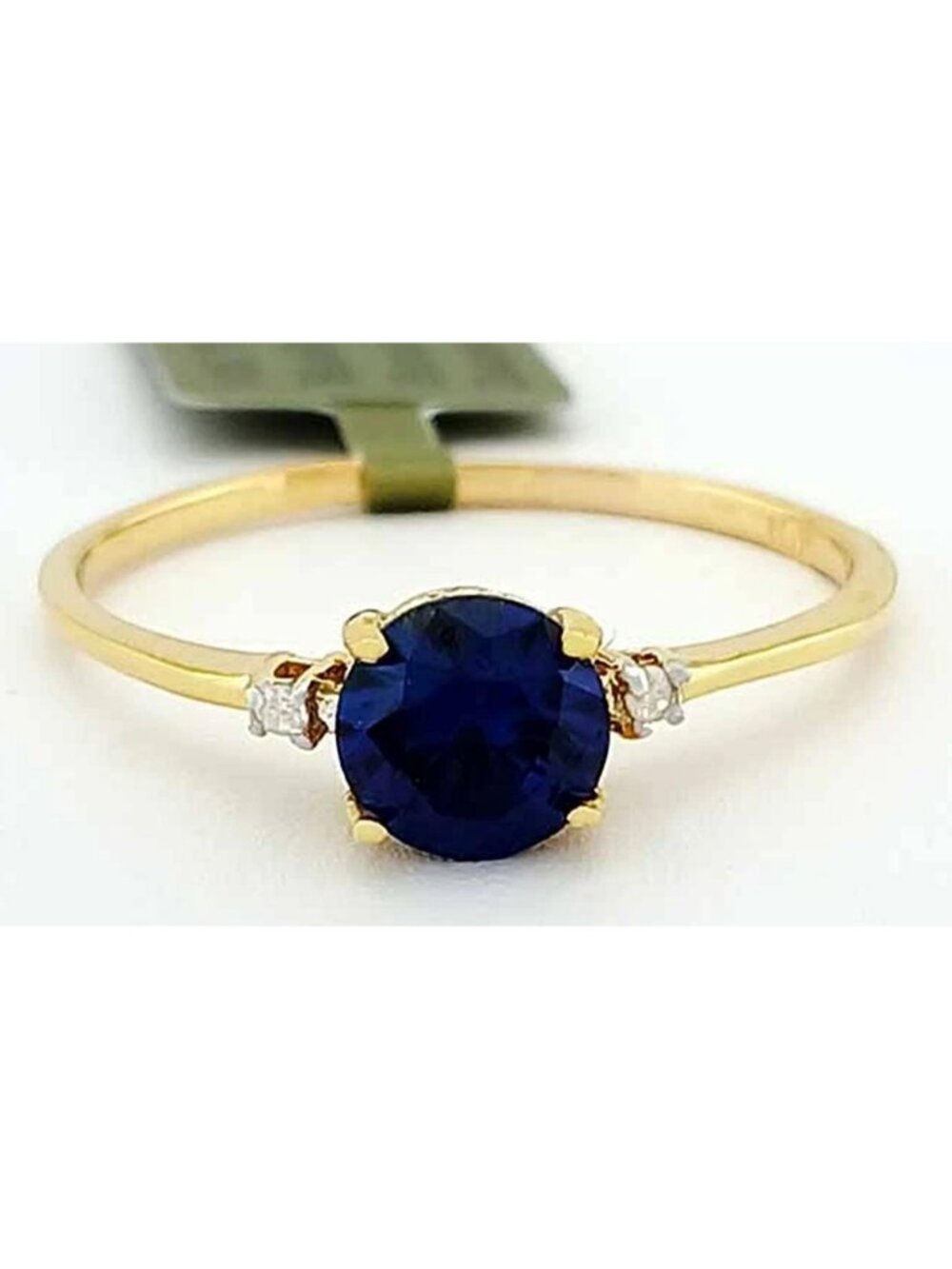 Genuine 1.10 Cts Blue Sapphire & Diamond Ring 10k Gold